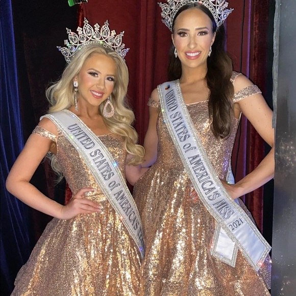 Ieena by Mac Duggal Sequined Skater Dress Rose Gold Copper Size 8 Style 49484 - Picture 10 of 13